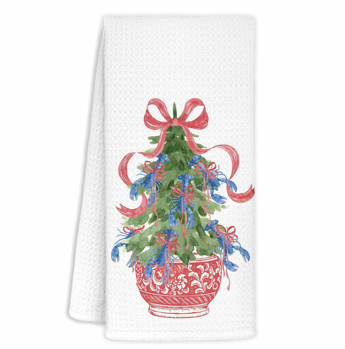 KRHFG Christmas Chinoiserie Kitchen Towels Red Blue 16x24 Inches by Deal US