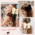 Aileam 2PCS Velvet Hair Bows Ribbon Clips Black Beige Alligator Clips by Deal US