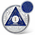 Recovery Triangle Sobriety Coin Silver Roman Numeral Size 1-40 NA AA by Deal US