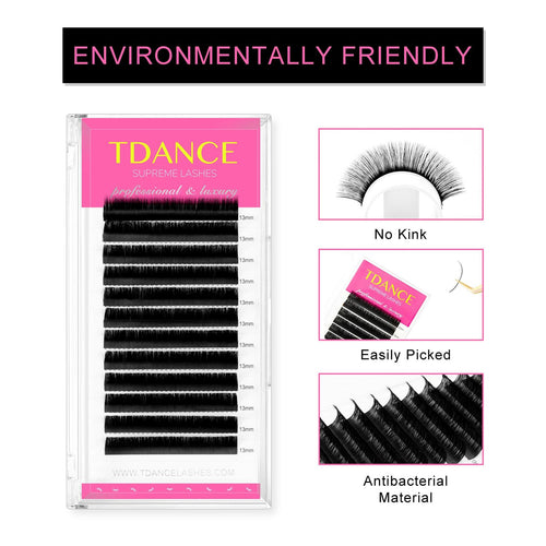 TDANCE Lash Extension Matte Black Curl D 0.15mm Thickness 19mm Size by Deal US
