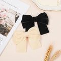 Aileam 2PCS Velvet Hair Bows Ribbon Clips Black Beige Alligator Clips by Deal US