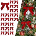 LaRibbons 24 Pcs Red Crinkled Velvet Bows 3.94x3.94 Vintage 1" Wide by Deal US
