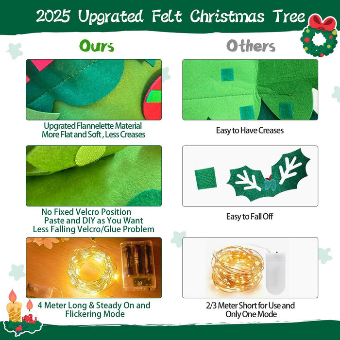 EMPOF Felt Christmas Tree 3.3ft DIY Set with Snowflake Lights & 32 Ornaments by Deal US