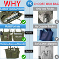 ZHMOPRO Large Canvas Laptop Tote Bag with Compartments & Inner Cup Holder Light Green by Deal US
