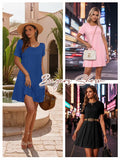 Anbech Black Mini Dress Casual Short Sleeve Sundress with Pockets Size XXL by Deal US