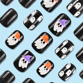 YEFIUO Halloween Press On Nails 24 Pcs Short Square Black Skull Flowers by Deal US