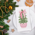 SPBL&L Chinoiserie Christmas Kitchen Towels Pink Bow Tree 16x24 Set of 2 by Deal US