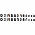 YEFIUO Halloween Press On Nails 24 Pcs Short Square Black Skull Flowers by Deal US