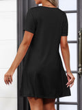 Anbech Black Mini Dress Casual Short Sleeve Sundress with Pockets Size XXL by Deal US