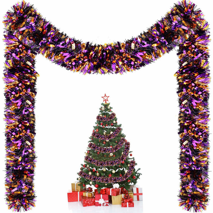 Riceshoot Metallic Tinsel Garland 131.23ft Black Orange Purple Retro Color by Deal US