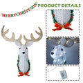 Hourleey 32" Lighted Christmas Reindeer Head Wall Decor Battery Operated White by Deal US