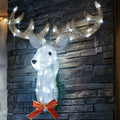 Hourleey 32" Lighted Christmas Reindeer Head Wall Decor Battery Operated White by Deal US