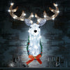 Hourleey 32" Lighted Christmas Reindeer Head Wall Decor Battery Operated White