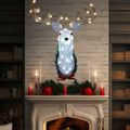 Hourleey 32" Lighted Christmas Reindeer Head Wall Decor Battery Operated White by Deal US