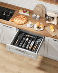 Kitsure Adjustable Cutlery Drawer Organizer Kitchen Tray Black by Deal US