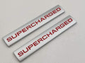 ChezMax 2Pcs 3D Raised Supercharged Car Emblem Badge Sticker Silver Red by Deal US