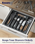 Kitsure Adjustable Cutlery Drawer Organizer Kitchen Tray Black by Deal US
