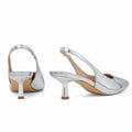 Elisabet Tang Women's Slingback Kitten Heels Silver Patent Size 7 by Deal US
