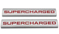 ChezMax 2Pcs 3D Raised Supercharged Car Emblem Badge Sticker Silver Red by Deal US