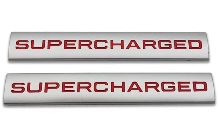 ChezMax 2Pcs 3D Raised Supercharged Car Emblem Badge Sticker Silver Red by Deal US