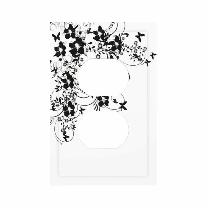 sptvan Black Flower Butterfly 1 Gang Duplex Wall Plate Outlet Cover 5x3 IN by Deal US