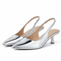 Elisabet Tang Women's Slingback Kitten Heels Silver Patent Size 7 by Deal US