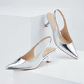Elisabet Tang Women's Slingback Kitten Heels Silver Patent Size 7 by Deal US