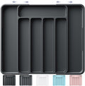 Kitsure Adjustable Cutlery Drawer Organizer Kitchen Tray Black by Deal US