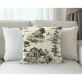 Zaueky Old Village Cotton Linen Pillow Case Black White 18x18 Inch by Deal US