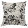 Zaueky Old Village Cotton Linen Pillow Case Black White 18x18 Inch by Deal US