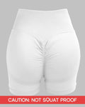 CHAMSHINE High Waisted Tummy Control Butt Lifting Workout Shorts White Size M by Deal US