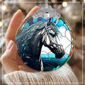 Horse Ornament 2025 Stained Glass Effect Xmas Tree Decoration White by Deal US