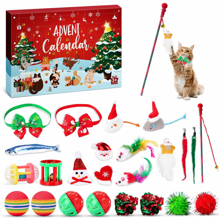 Frerdui Cat Advent Calendar 2025 24 Days Kitten Toys Feather Teaser Red by Deal US