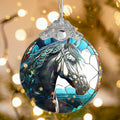 Horse Ornament 2025 Stained Glass Effect Xmas Tree Decoration White by Deal US