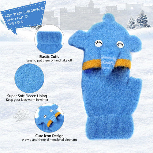 CNGYNI Toddler Cartoon Knitted Convertible Gloves Mittens Cover Sky Blue 1-3Y by Deal US