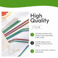 Reusable Stainless Steel Drinking Straws Rainbow 10.5" & 8.5" with Tips Case by Deal US