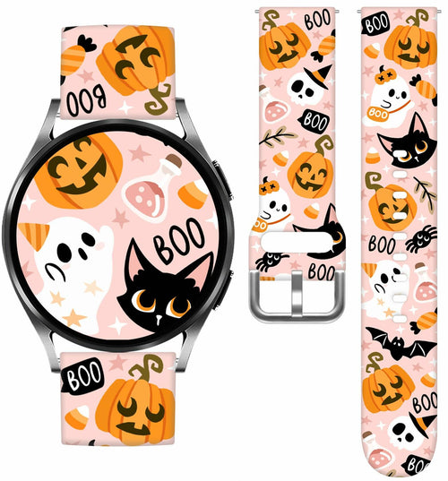 Vieeki Halloween Pumpkin Silicone Watch Band Samsung Galaxy 40-46mm Pink 20mm by Deal US