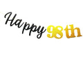 SPRICEMQC Happy 98th Birthday Banner Decoration Black Pre-Strung Paper by Deal US