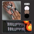 HPYFOI Halloween Press On Nails Long Coffin Black White Ghostface 24Pcs by Deal US