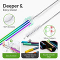 Reusable Stainless Steel Drinking Straws Rainbow 10.5" & 8.5" with Tips Case by Deal US