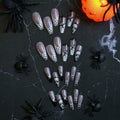 HPYFOI Halloween Press On Nails Long Coffin Black White Ghostface 24Pcs by Deal US