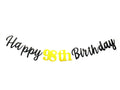 SPRICEMQC Happy 98th Birthday Banner Decoration Black Pre-Strung Paper by Deal US