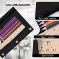 LaOficina 50 Pack 3 Ring Zippered Binder Pencil Pouch Clear Window Black by Deal US