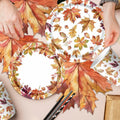 Guzbewu Fall Leaves Paper Plates Napkins Set 142pcs Orange White Autumn by Deal US