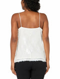 Anne Klein Missy Paillet Sequin Mesh V Neck Cami Bright White Size S by Deal US
