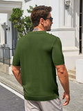 Runcati Mens Slim Fit Knit Polo Shirt Short Sleeve Cotton Army Green Size XL by Deal US