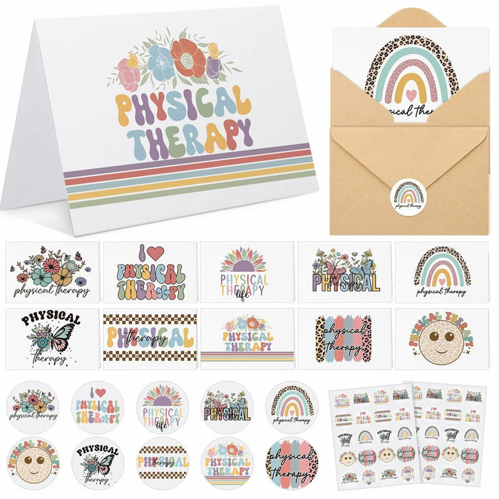 Motiskyy 50Sets Christmas Physical Therapy Thank You Cards w/ Envelopes Stickers by Deal US