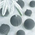 KI Store Velvet Christmas Balls Lux Gray 25pcs Flocked Xmas Tree Decor by Deal US