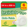JWOWO Invisible Tape Refillable Dispenser Matte 3/4in x 650in 6 Pack by Deal US