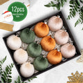 Meschett Velvet Ball Christmas Ornaments Set 12pcs 78mm Green Brown Neutral by Deal US